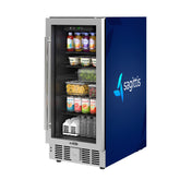 15 in. Small Stainless Steel, Glass-Door Built-In Refrigerator and Beverage Cooler, 3 cu. ft. - KM-BIR3C-GD. - Wrap